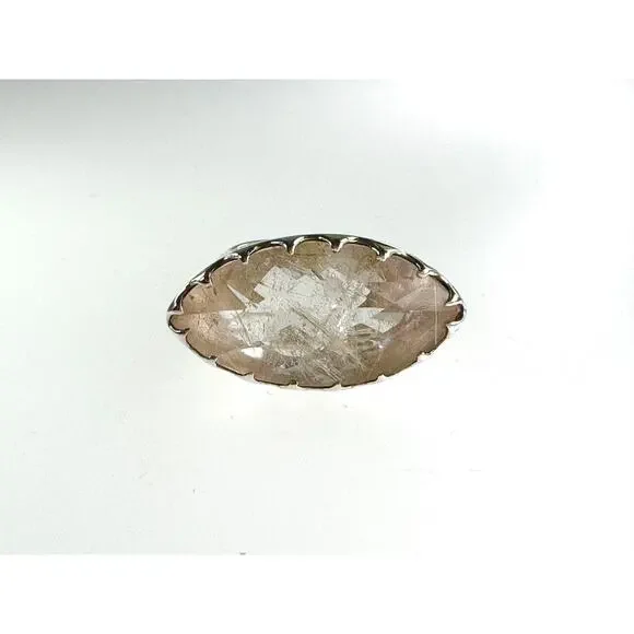 Golden Rutile Quartz Ring Checker Cut Marquis Handmade Fancy Bezel - Picture 5 of 5